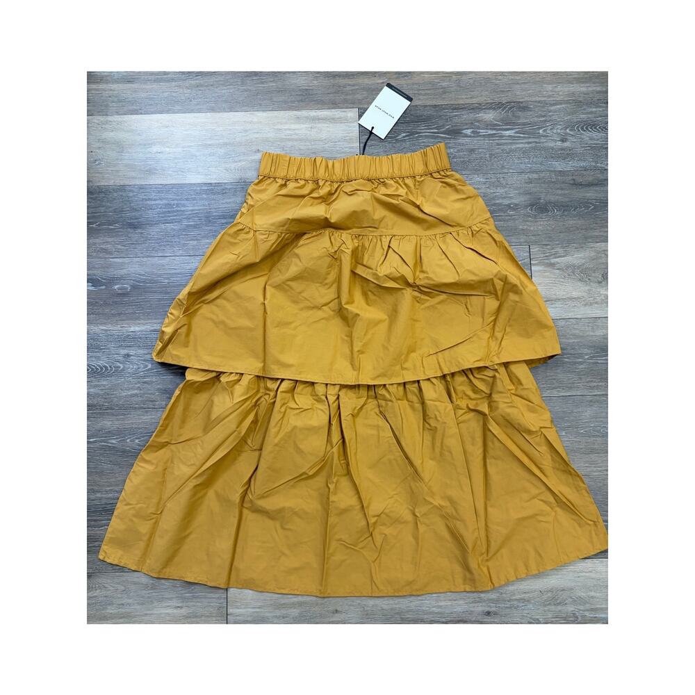 Who What Wear Mustard Tiered Skirt Medium Cottagecore Fall Statement NWT - Picture 5 of 5